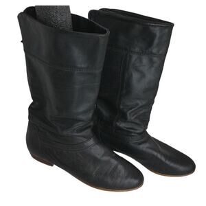 Vintage Dex Womens Boots Black Leather Mid Calf Size 8.5 Wide
